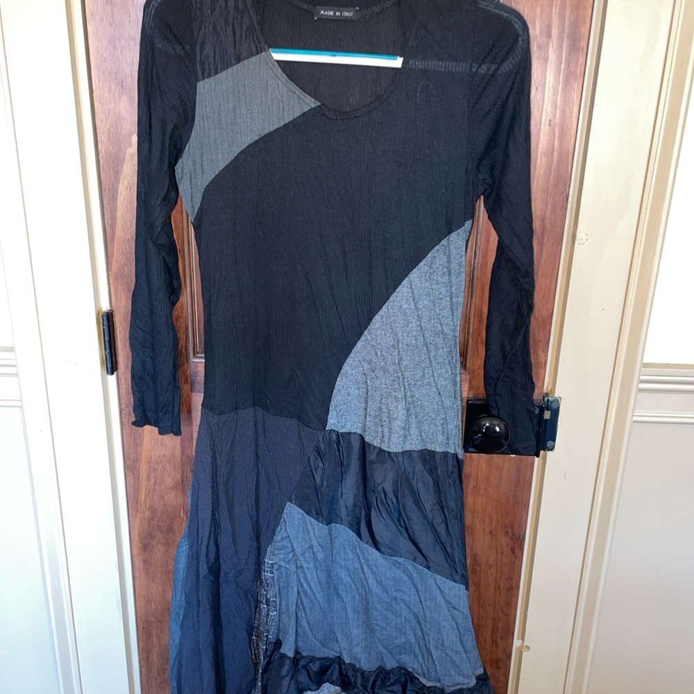 Italian Ribbed Lined Quirky Maxi Dress w/Scarf
